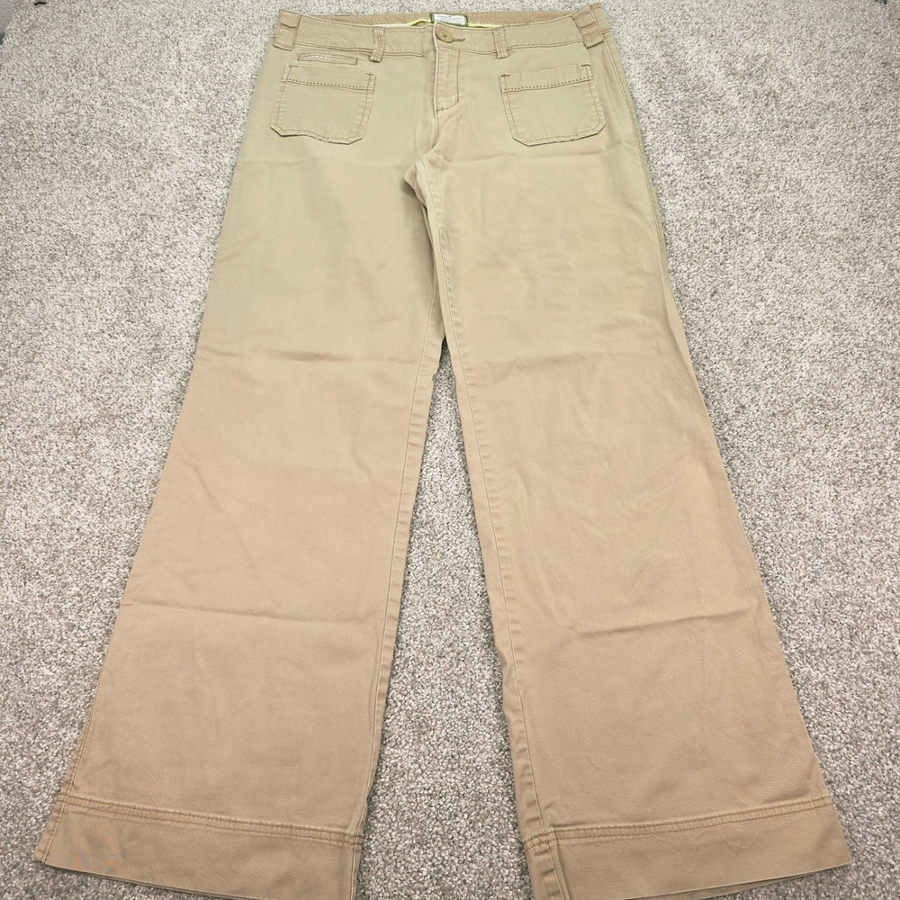 Vtg American Eagle Khaki Wide Leg Utility Pants Tan Stretch Cotton Women 12 Long